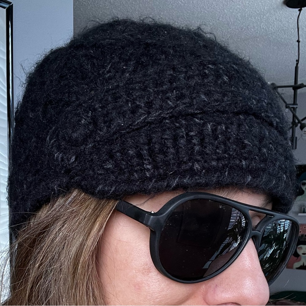 Coal brand beanie with faux brim - black
